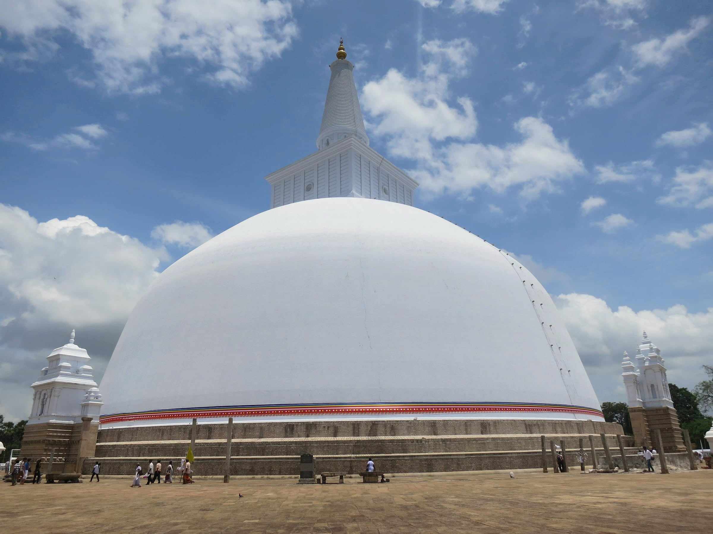 The white dome of Ruwanwelisaya stupa in Anuradhapura